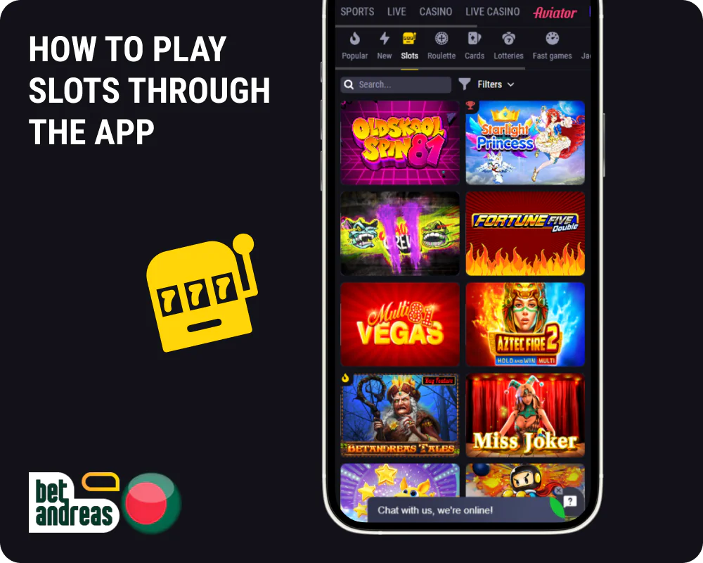 Slots in the Betandreas BD mobile app