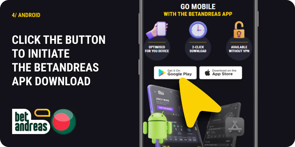 Click on the button to start downloading Betandreas apk